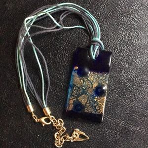 Pendant Necklace blue and gold